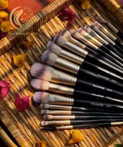 MAANGE 5992 Professional 15-Piece Premium Makeup Brush Set - Black & Champagne Gold