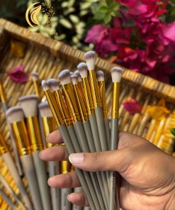 Professional 10-Piece Eye & Face Makeup Brush Set - Beige & Gold Edition